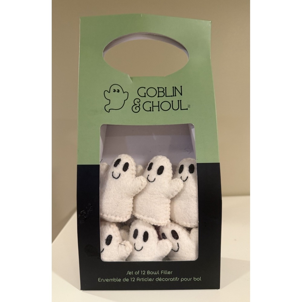 Goblin & Ghoul Set of 12 Felt Halloween Ghosts Bowl Filler NWT